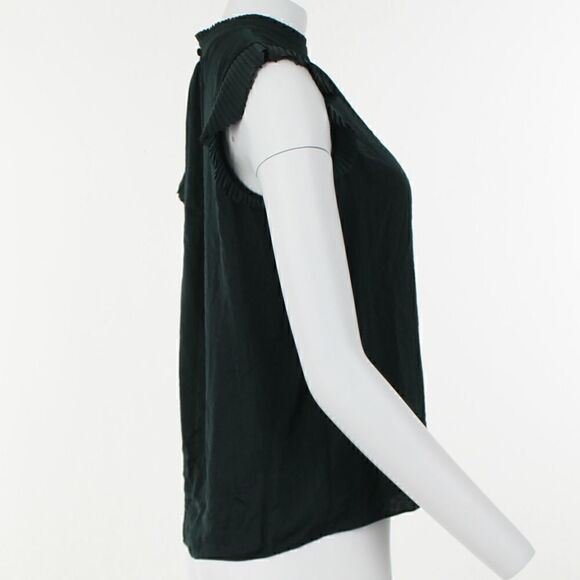 1. STATE Womens Green Pleated Flutter Mock Top - Picture 5 of 5